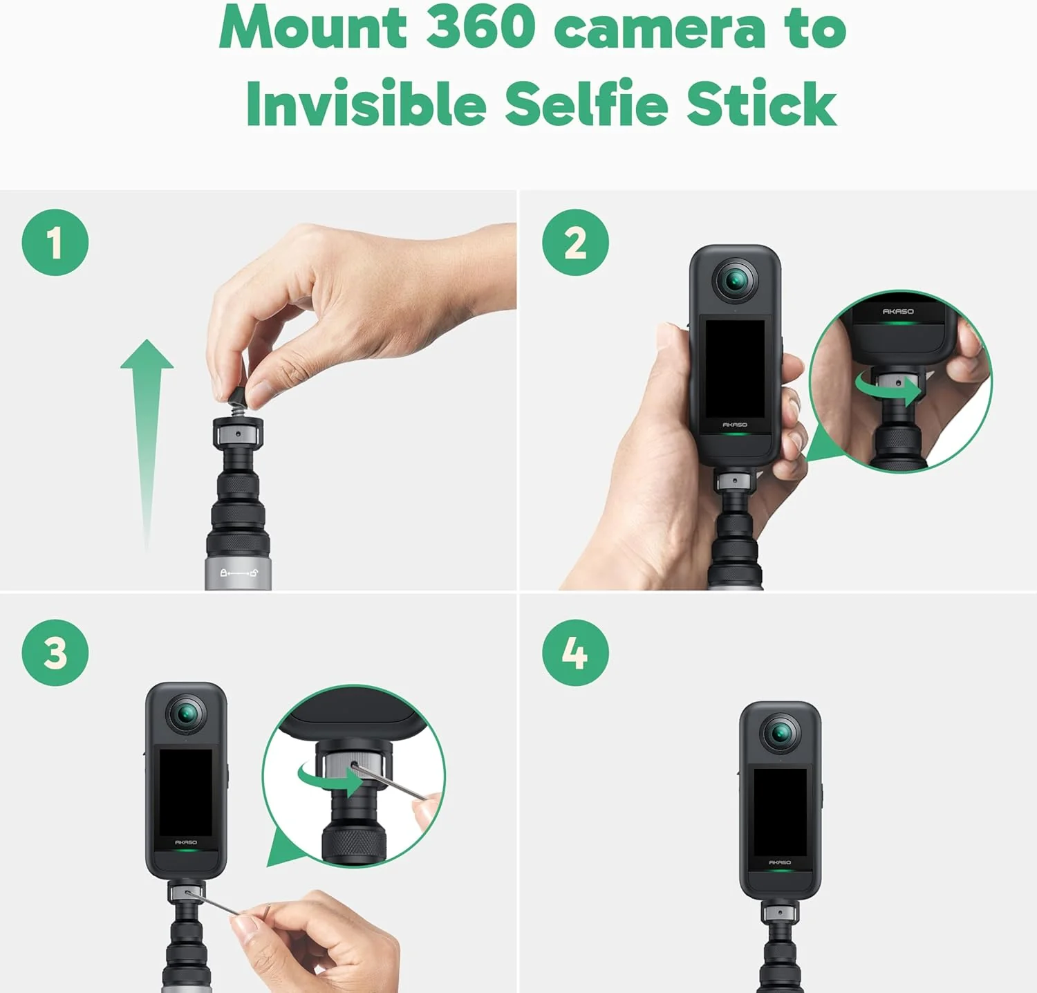 AKASO 118"/3m Invisible Selfie Stick - Image 5