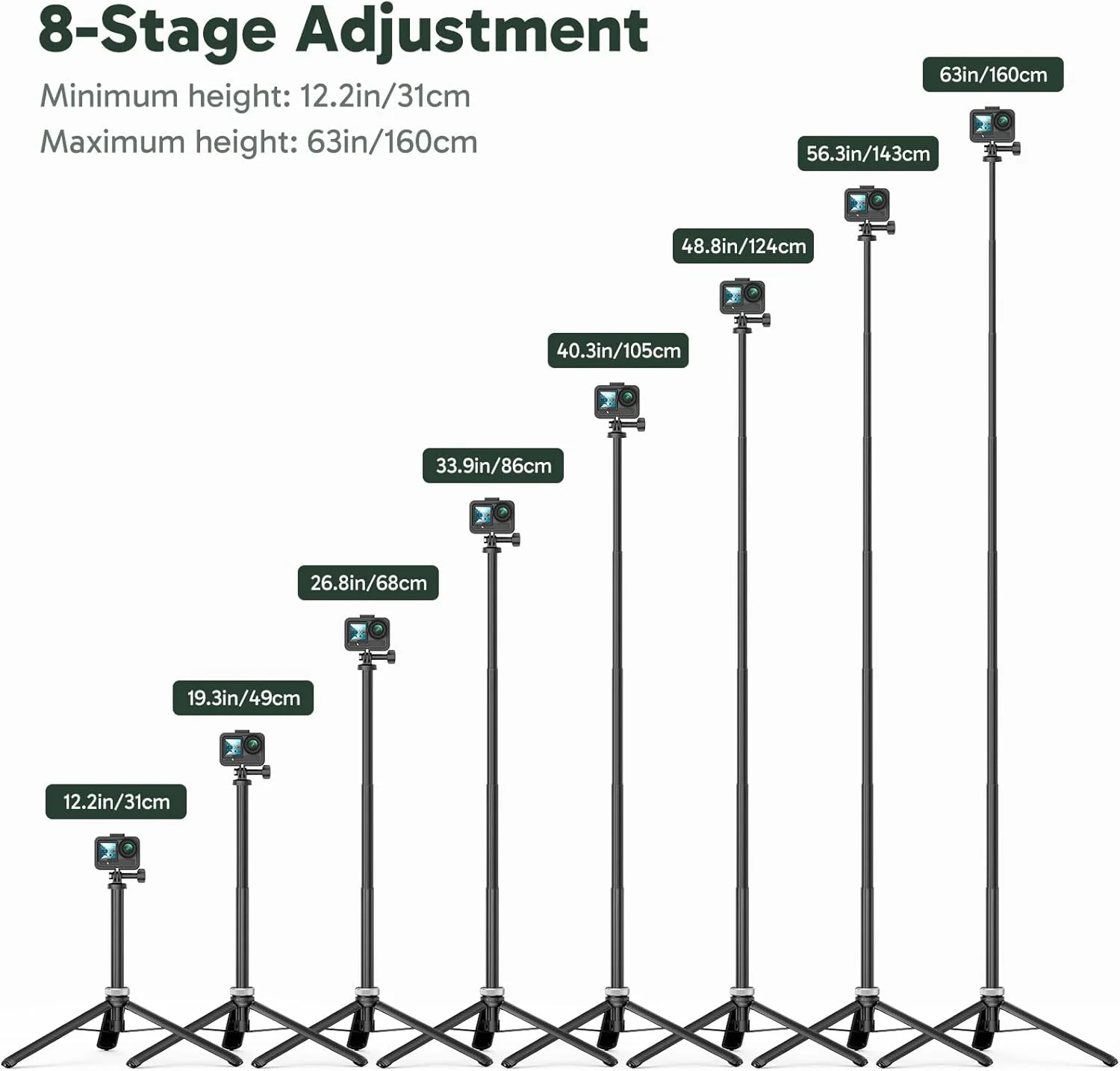 AKASO 160cm Selfie Stick Tripod - Image 3