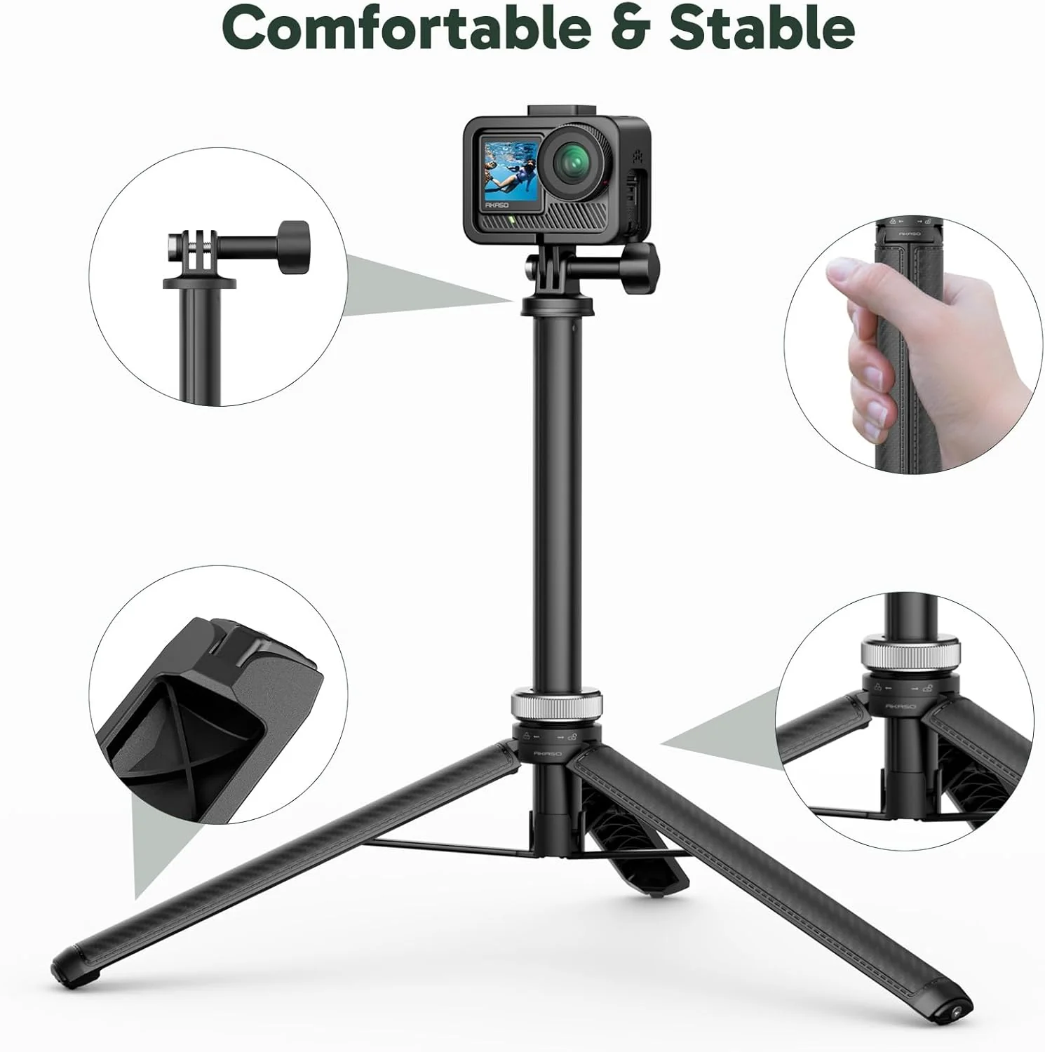 AKASO 160cm Selfie Stick Tripod - Image 4