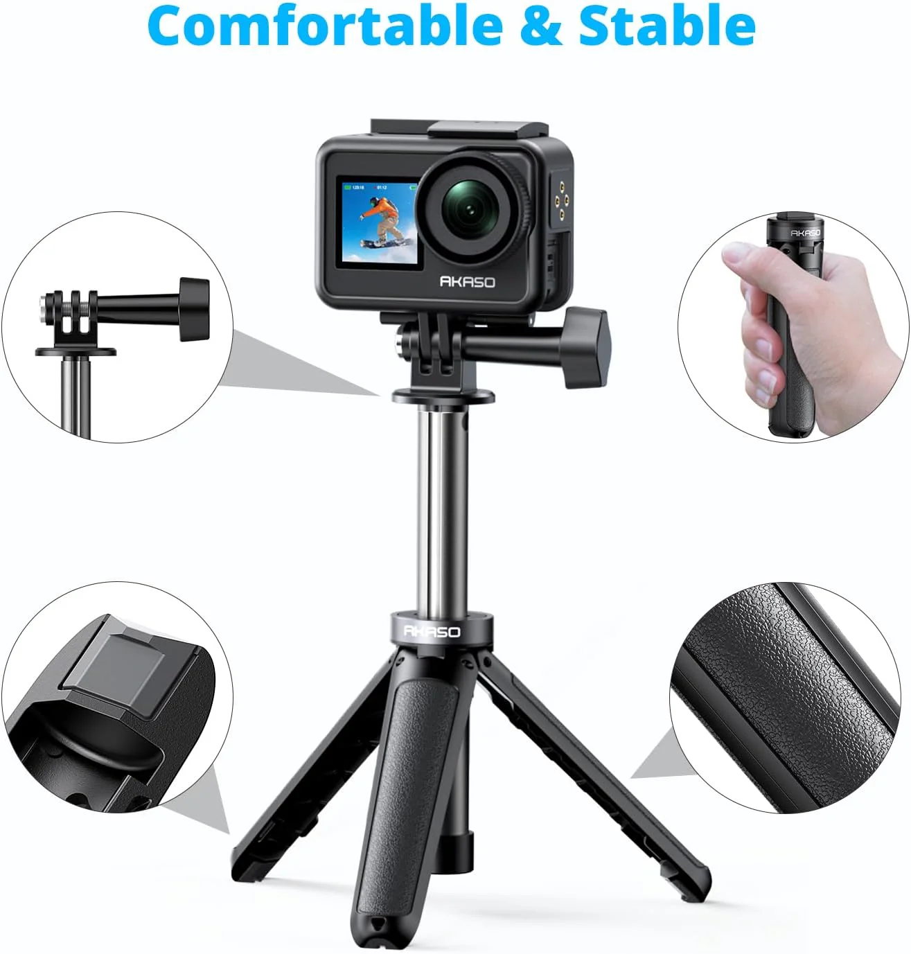 AKASO 22cm Selfie Stick Tripod - Image 3