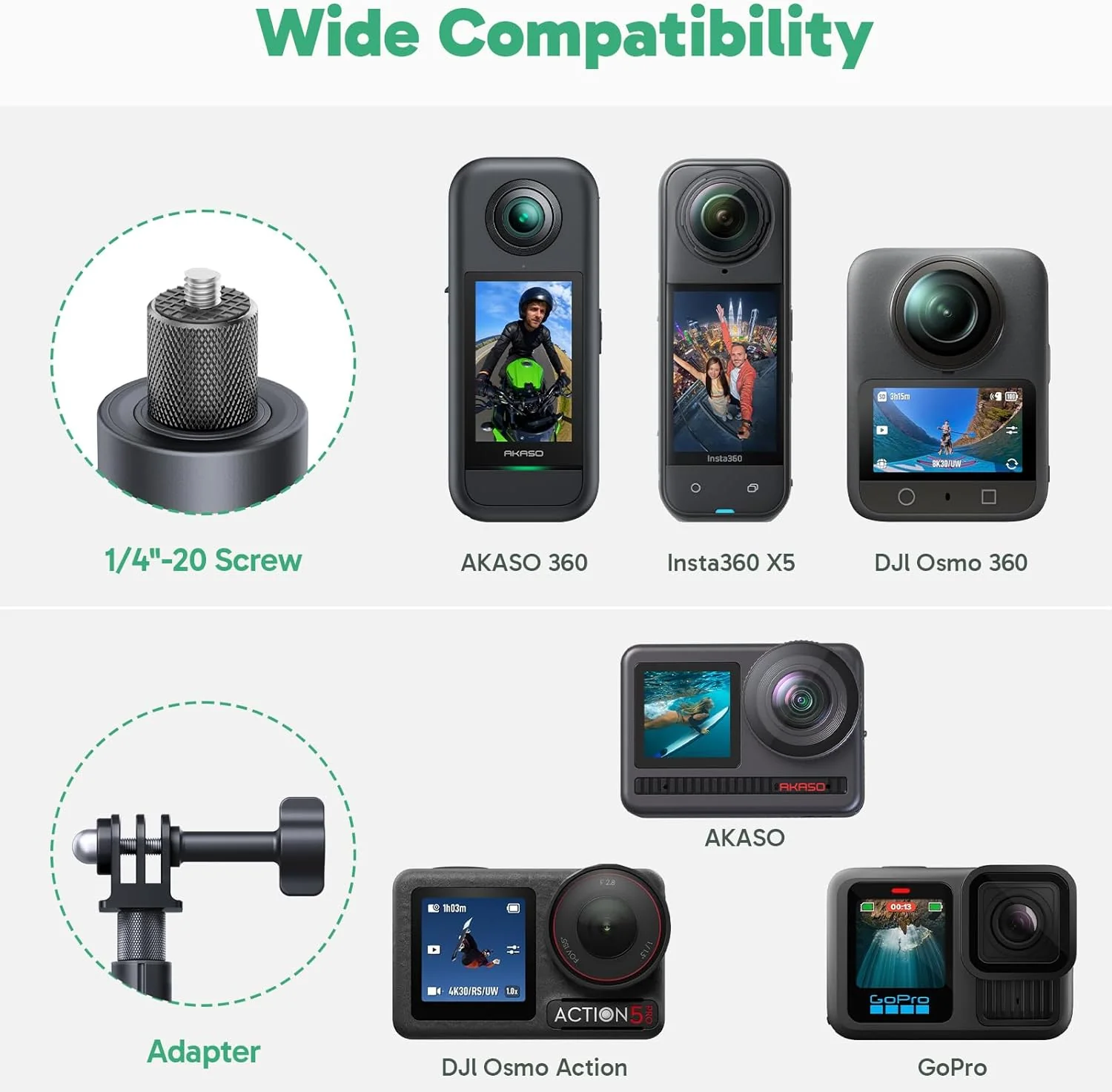 AKASO 47.2"/120cm Invisible Selfie Stick Tripod - Image 8