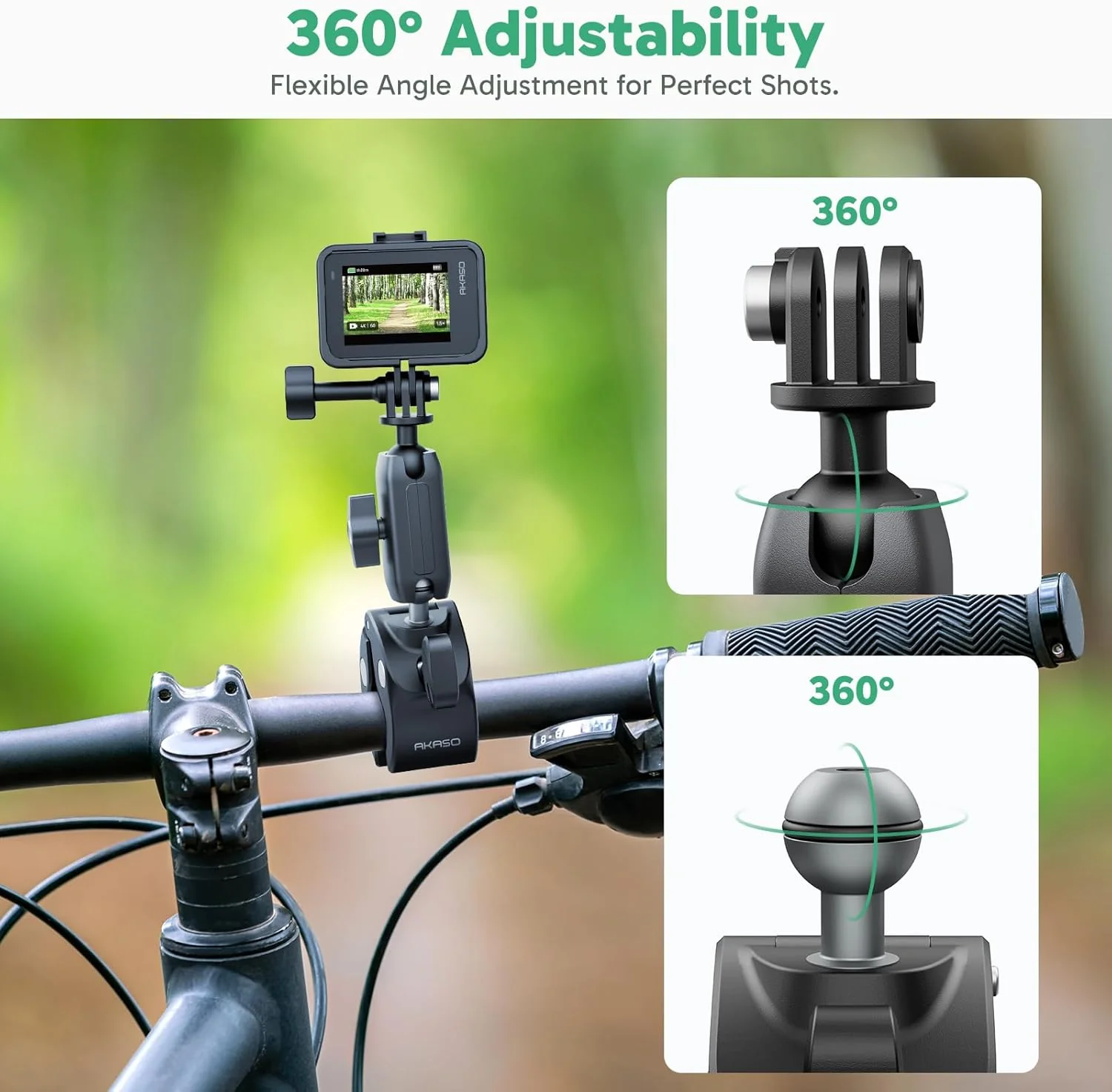 AKASO Action Camera Handlebar Clamp Mount - Image 5