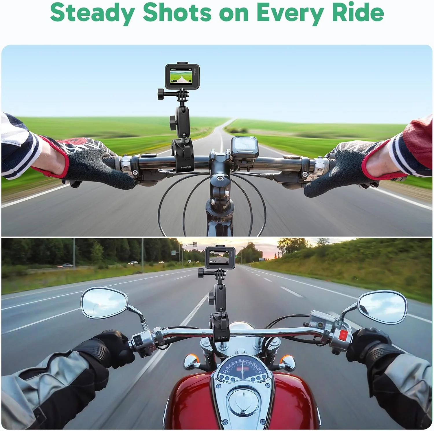 AKASO Action Camera Handlebar Clamp Mount - Image 6