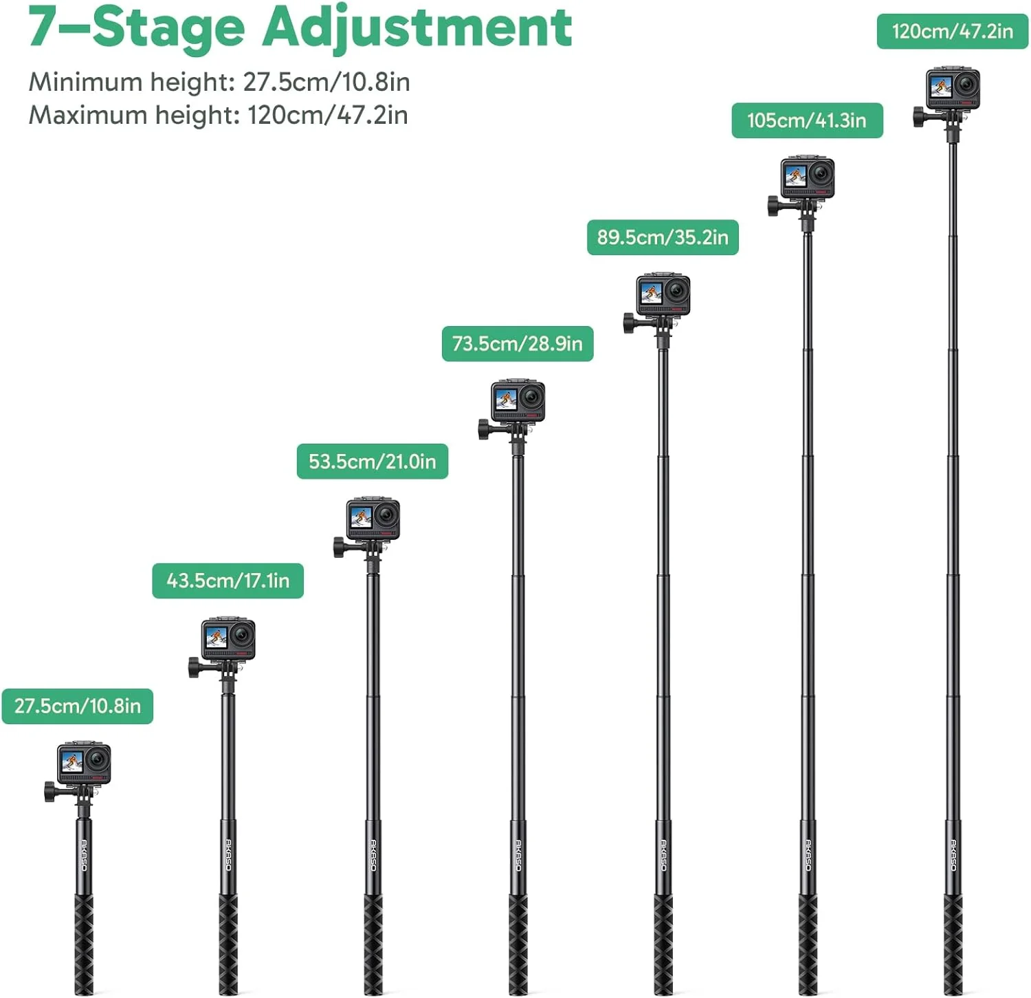 Akaso 120cm Selfie Stick Tripod - Image 3